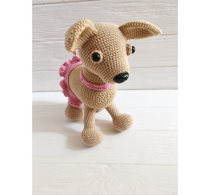 Stuffed Chihuahua dog in a bag