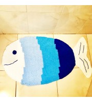 Crochet blue fish rug