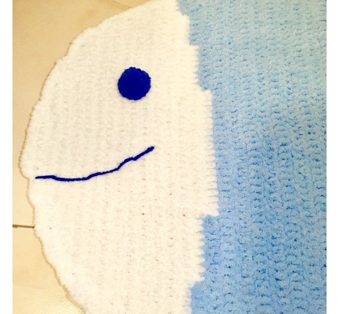 Crochet blue fish rug