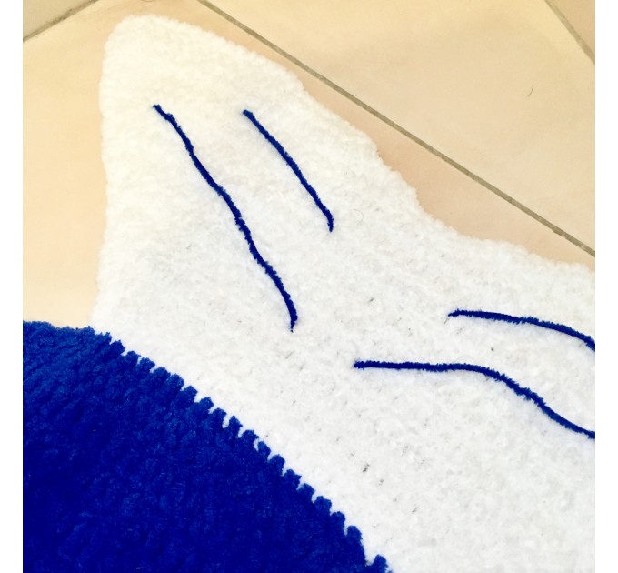 Crochet blue fish rug