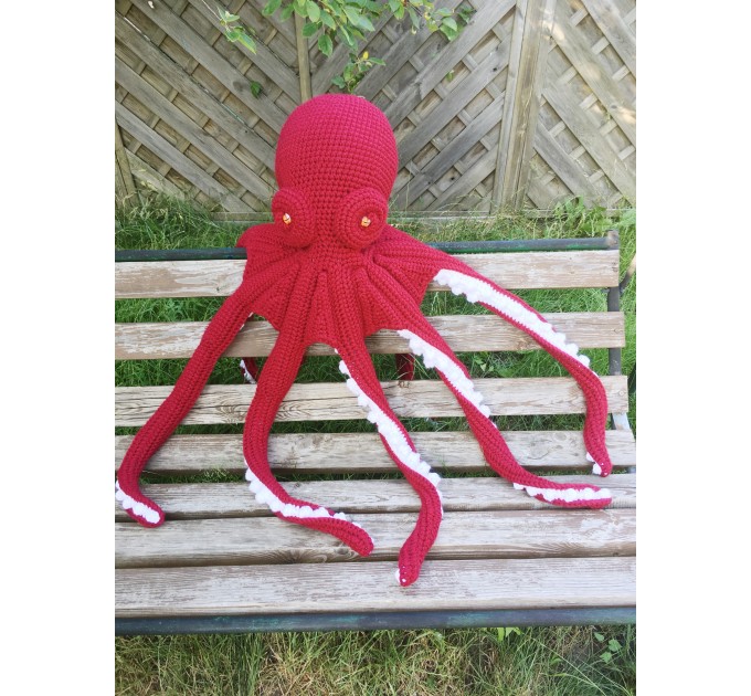 Giant octopus shaped pillow red