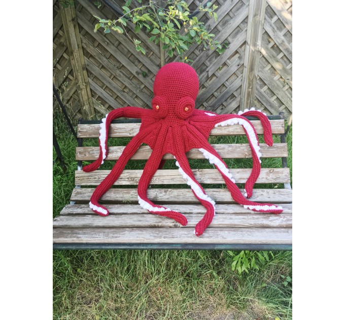 Giant octopus shaped pillow red