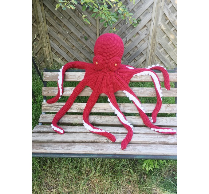 Giant octopus shaped pillow red