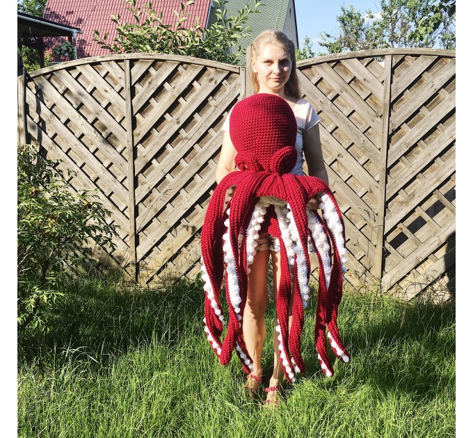 Giant octopus shaped pillow red