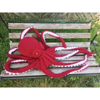 Giant octopus shaped pillow red