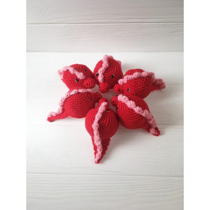 Set of crochet red dragons
