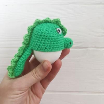 Set of crochet green dragons