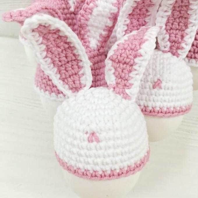 Set of crochet half bunnies