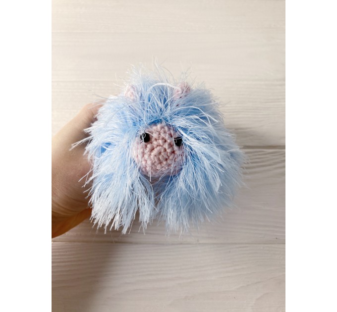 Amigurumi blue and pink caterpillar