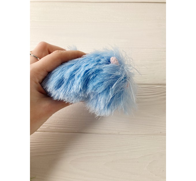 Amigurumi blue and pink caterpillar
