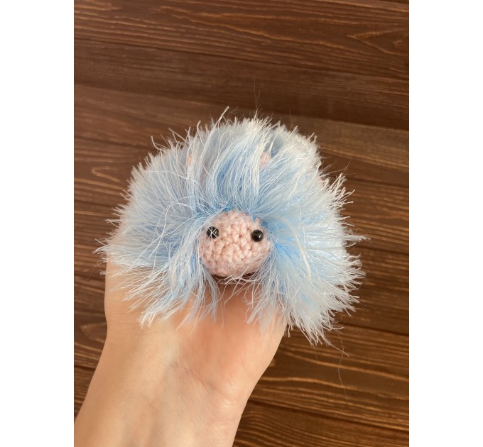 Amigurumi blue and pink caterpillar