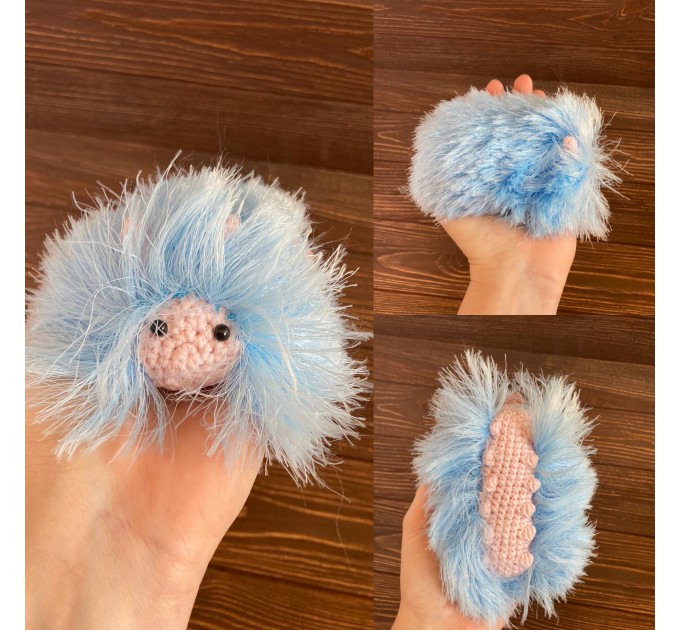 Amigurumi blue and pink caterpillar