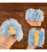 Amigurumi blue and yellow caterpillar