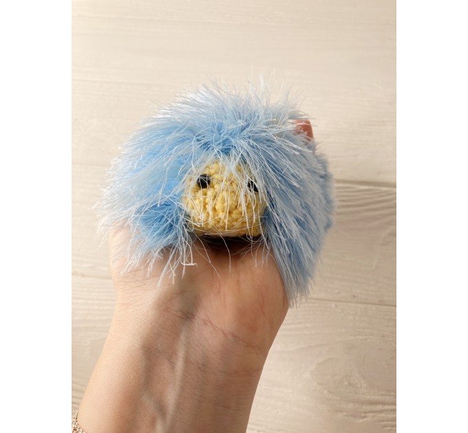 Amigurumi blue and yellow caterpillar