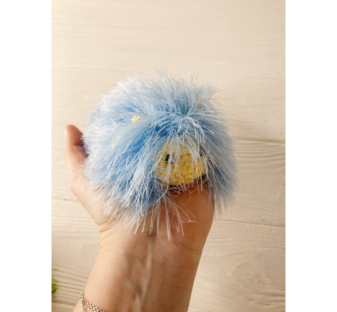 Amigurumi blue and yellow caterpillar