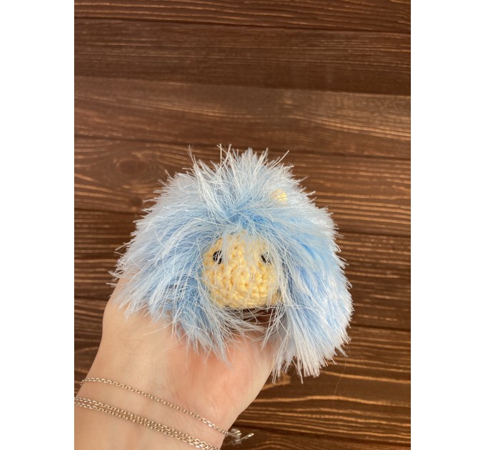 Amigurumi blue and yellow caterpillar