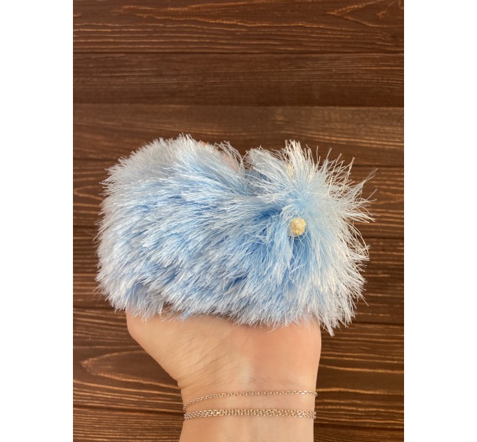 Amigurumi blue and yellow caterpillar