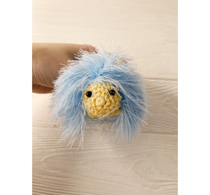 Amigurumi blue and yellow caterpillar