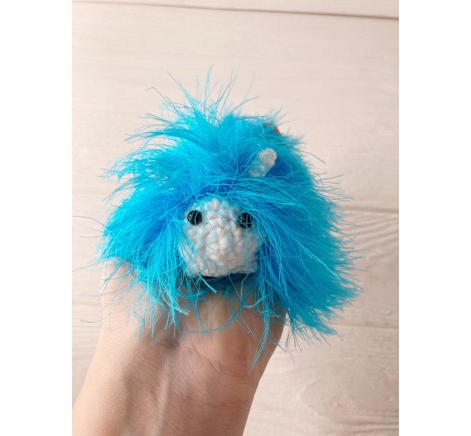 Amigurumi blue and white caterpillar