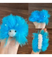 Amigurumi blue and white caterpillar