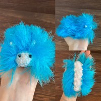 Amigurumi blue and white caterpillar