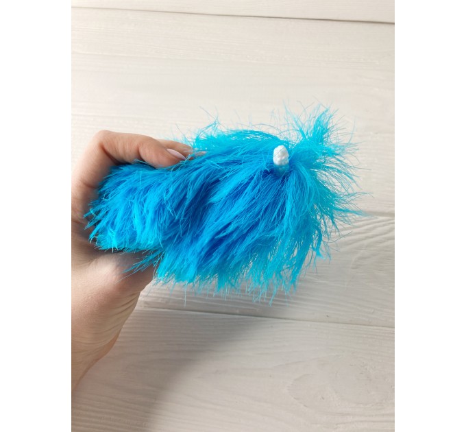 Amigurumi blue and white caterpillar