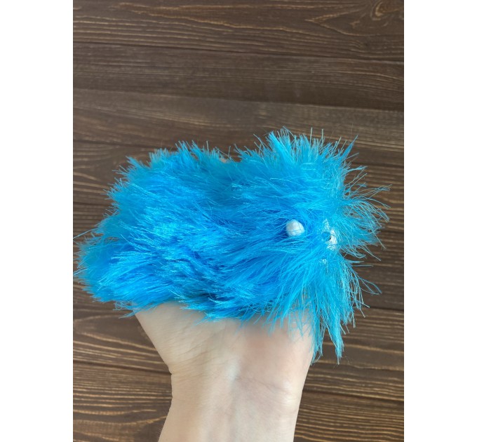 Amigurumi blue and white caterpillar
