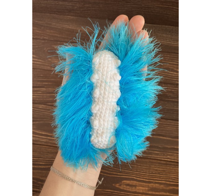 Amigurumi blue and white caterpillar