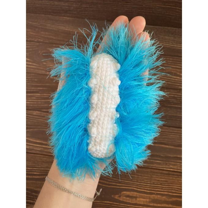 blue and white soft caterpillar