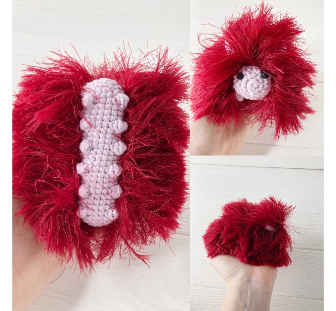 Amigurumi red and pink caterpillar