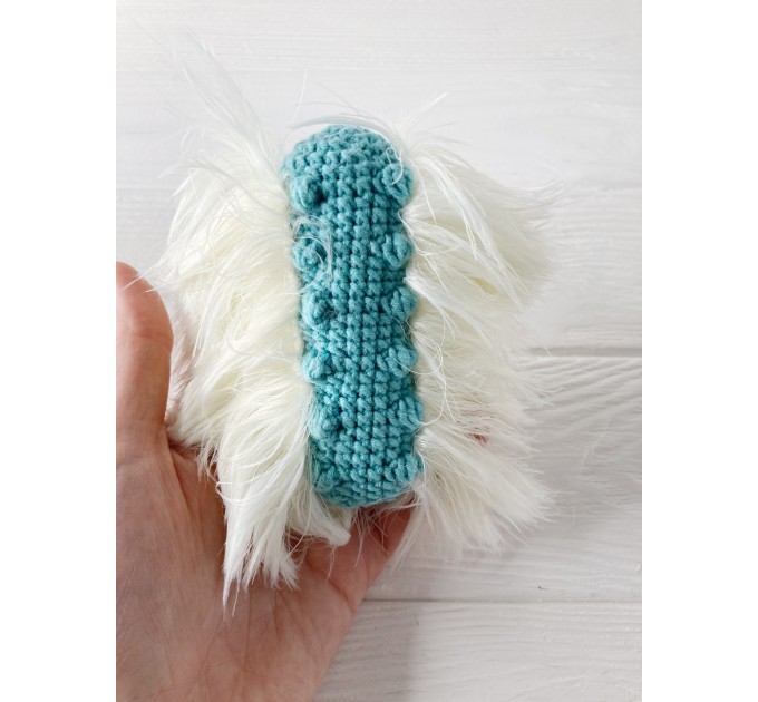 Amigurumi white and mint caterpillar