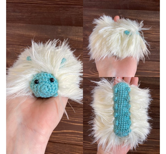 Amigurumi white and mint caterpillar