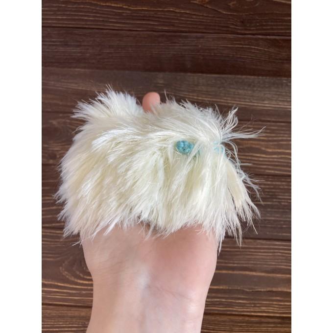 furry mint and white keychain