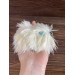 furry mint and white keychain