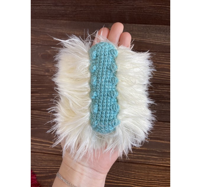 Amigurumi white and mint caterpillar