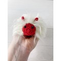 Amigurumi white and red caterpillar