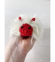 Amigurumi white and red caterpillar