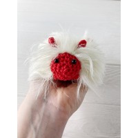 Amigurumi white and red caterpillar