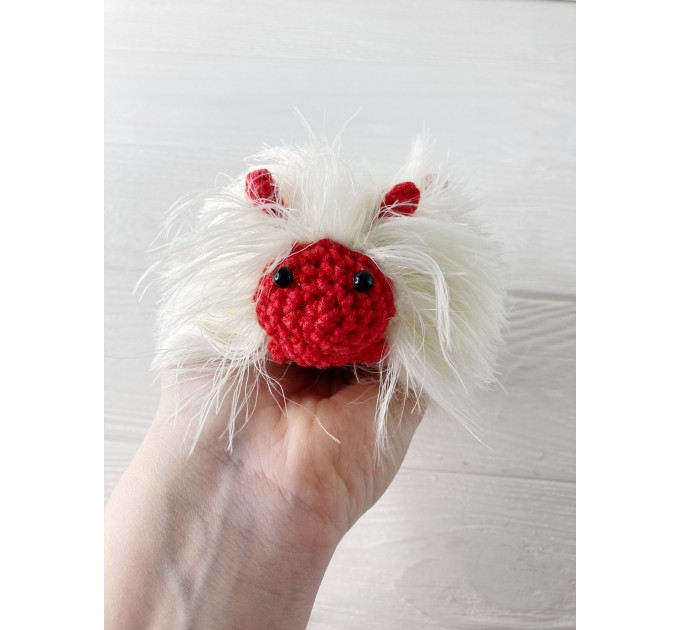 Amigurumi white and red caterpillar