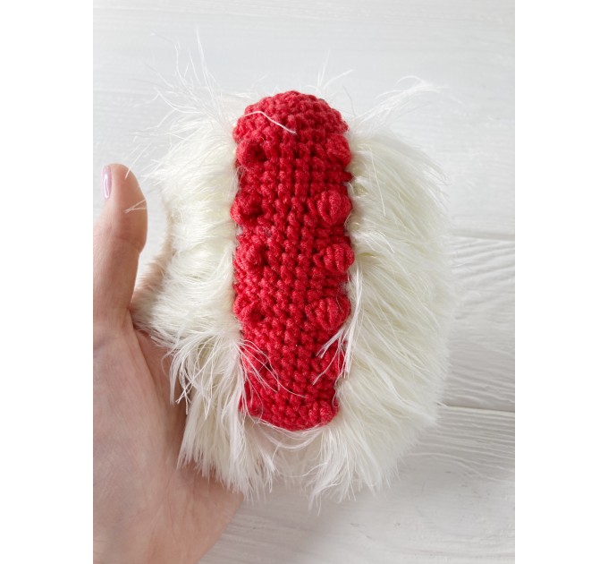 Amigurumi white and red caterpillar