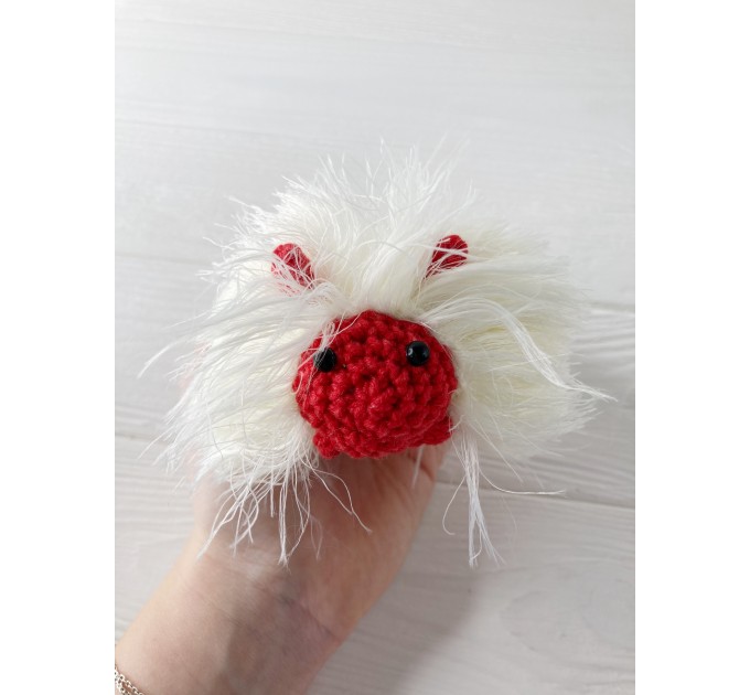 Amigurumi white and red caterpillar