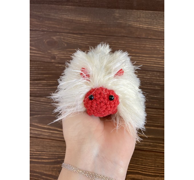Amigurumi white and red caterpillar