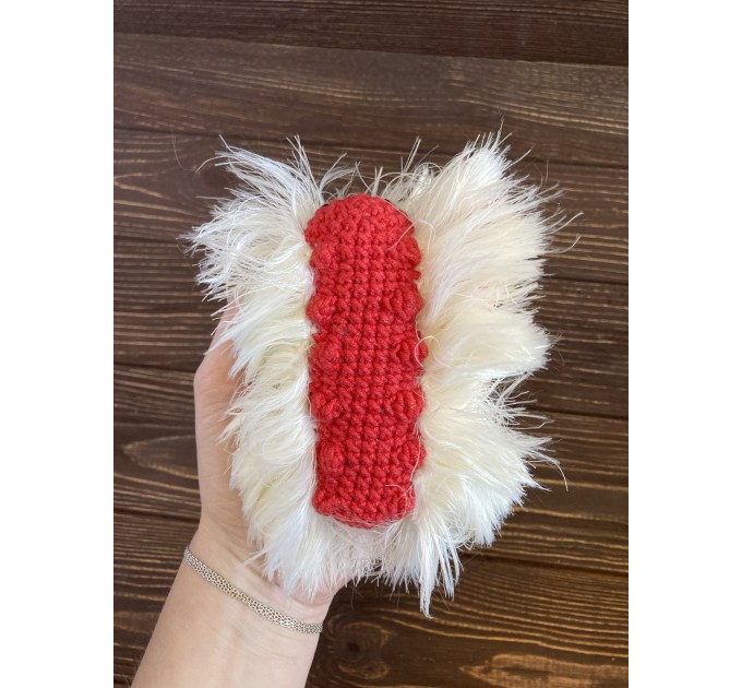 Amigurumi white and red caterpillar