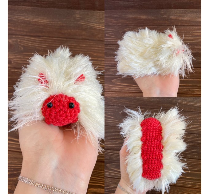 Amigurumi white and red caterpillar