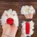 Amigurumi white and red caterpillar