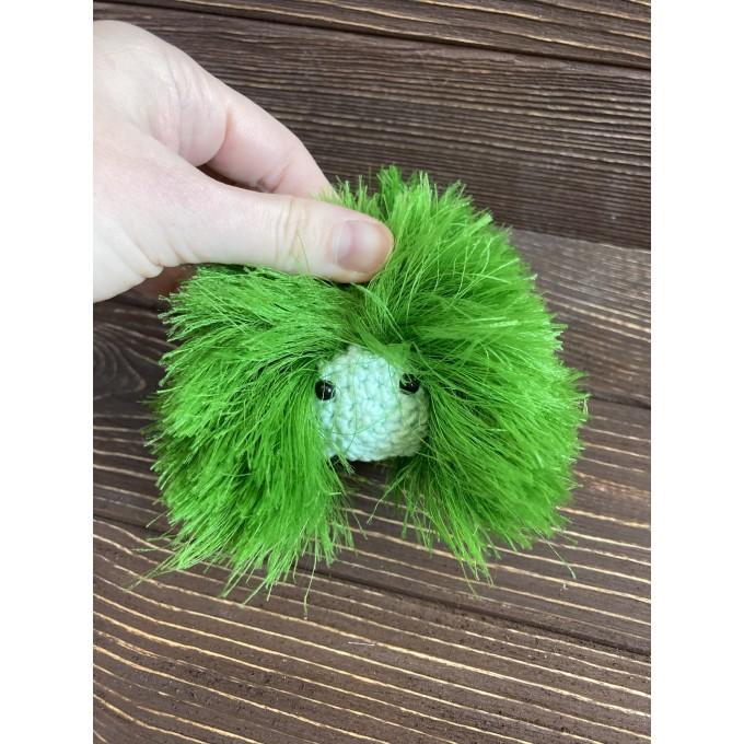 furry green caterpillar keychain
