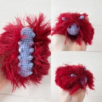 Amigurumi red and purple caterpillar