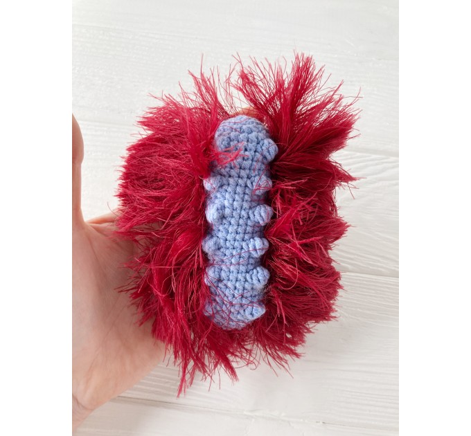 Amigurumi red and purple caterpillar