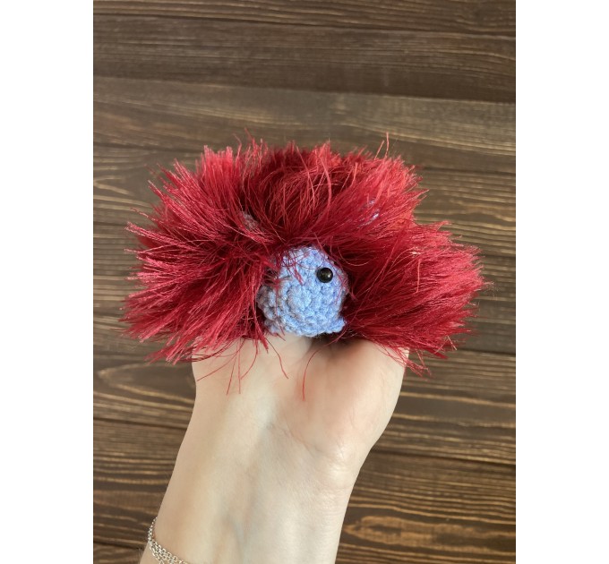 Amigurumi red and purple caterpillar