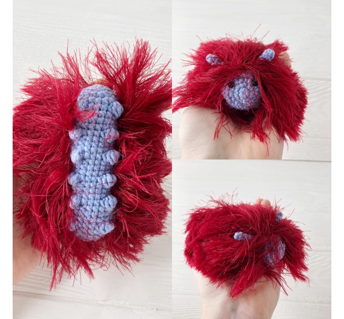 Amigurumi red and purple caterpillar
